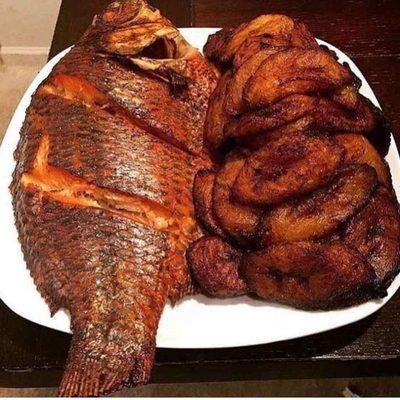 Fried Plantains and grilled fish