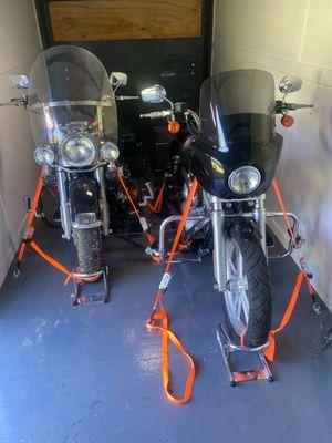 7 X 16 Enclosed Cargo Trailer Set Up to Haul Motorcycles