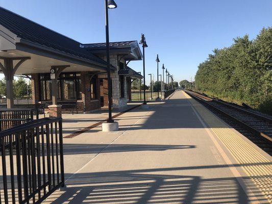 Looking north with station house on left