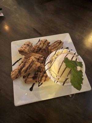 Churros and vanilla ice cream