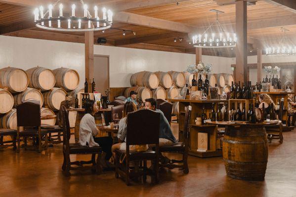 Indoor Wine Tastings | Barrel Room at Gainey Vineyards