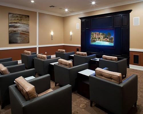 Movie Theatre with Large Screen TV, Surround Sound System, and Extensive DVD Collection