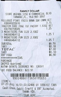 This is a receipt I must pay. But the cashier charged me for previous customer goods.