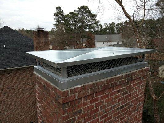 Custom full size galvanized Chimney Cap with screen