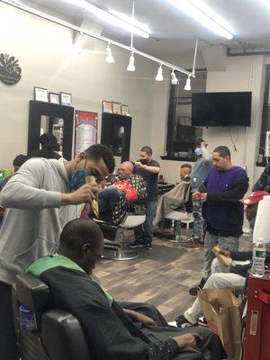 Barbers in action