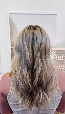 Refreshed blonde with highlights, toner, cut, and style