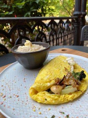 Veggie Omelet with side of our savory grits.