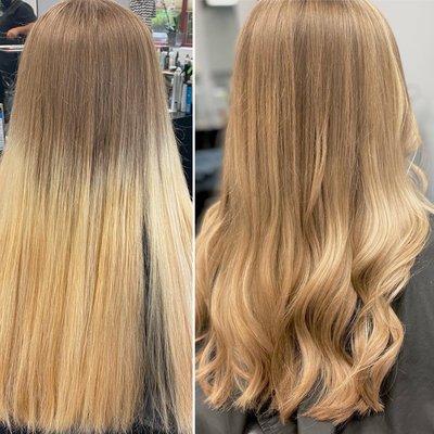 Before and after balayage