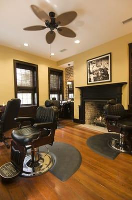 Grooming Lounge with Fireplace