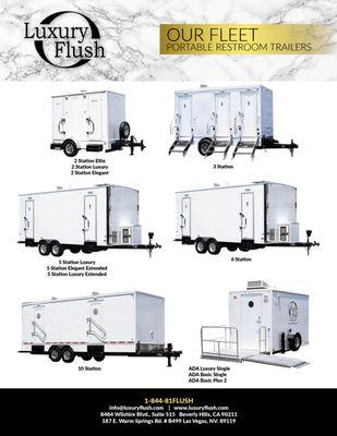 Luxury Flush Fleet of Restroom Trailers available to rent.