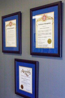 Arrow Automotive Service has been recognized & awarded by Congress, Senate, Assembly and Chamber of Commerce.