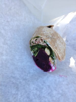 Beet wrap. Not spicy. Not heavy. Delicious!! :)