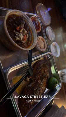 Redfish lightly blackened with red beans and rice!  WOW!