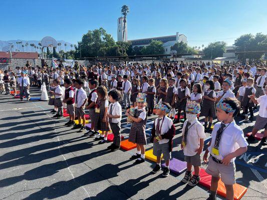 Our student body on a beautiful day for one of our school assemblies.