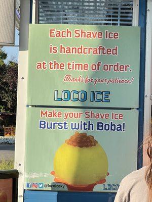 Each shave ice is handcrafted at the time of order. Thanks for your patience!  Loco Ice