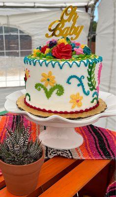 Fiesta theme baby shower cake