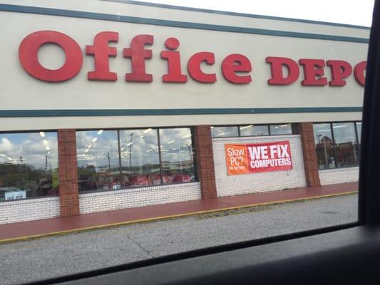 Outside Office Depot.