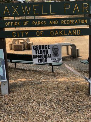 Maxwell Sign with George Floyd placard