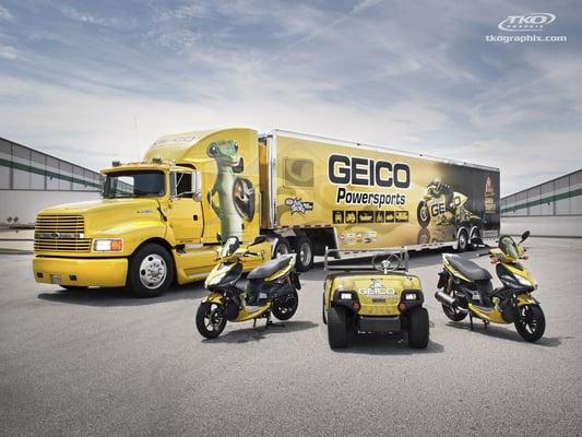 Geico Powersports vehicle wraps by TKO Graphix