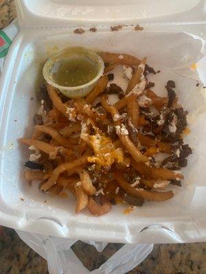 Asada fries I really tried to like. Super salty, soggy, cold and old tasting. No jalapeños. Very little cheese and cream. Just gross.