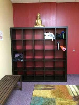 Cubbies in the women's locker room.