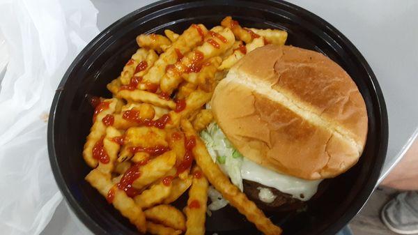 Jerk Sauce Burger Meal with Fries