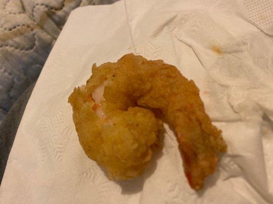 Poorly breaded or battered. Too soft if you prefer a solid fried shrimp