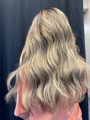 Full highlight, color touch, toner, blowdry style