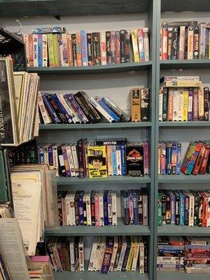 VHS films of all forums. No X rated items are sold or permitted for sale. All action, thriller, and family, kids movies.