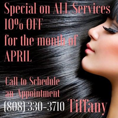 10% off all services for the month of April