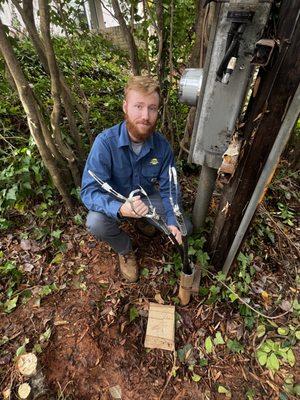 Getting ready to remove some old feeder wires.