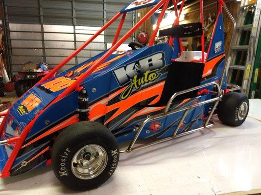 Here is a Quarter midget we lettered for K & B Auto for his Daughter Taylor Thank you K & B for all your business