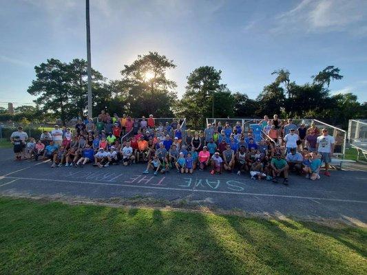 Charleston area runners at a rally to keep the city from tearing down the Danny Jones track.