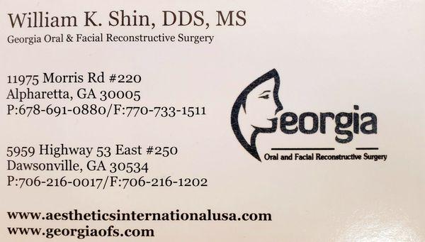 Dr. Shin's business card.