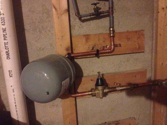 Installation of new shut off valve pressure reducing valve and expansion tank