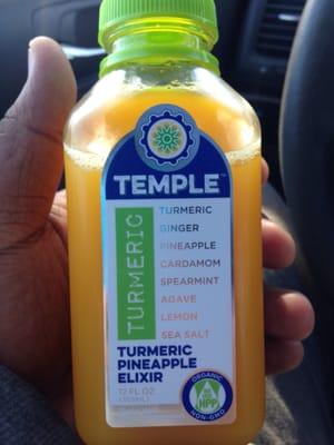 Temple Turmeric Elixir. Great and refreshing in a ginger turmeric way!