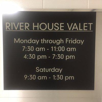 Hours as of Jan 2016; this is in the Ashley building (1600) at River House.