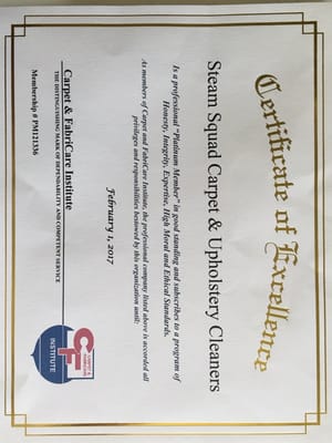 Membership Certificate of Excellence