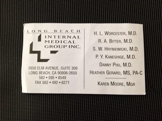 This is their business card. Th reverse side is used to record scheduled appointments.