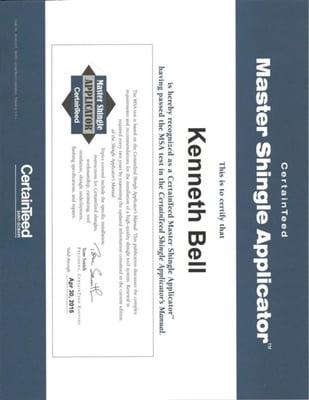 Certainteed Master Shingle Applicator Certification