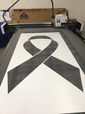 A request for a ribbon stencil for a soccer field. #breastcancerawareness #support #soccer