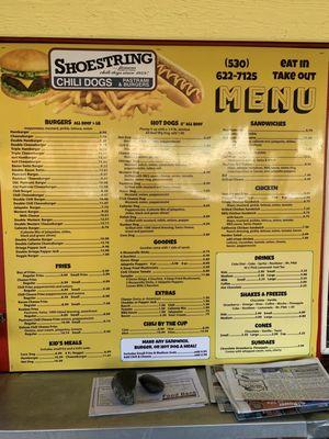 Shoestring Menu