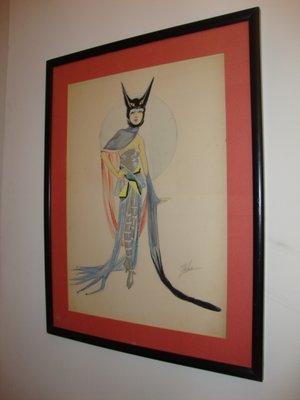 Original Samuel Zalud "cat woman" costume drawing for the Schubert Theater...sometime between 1914 to 1920.