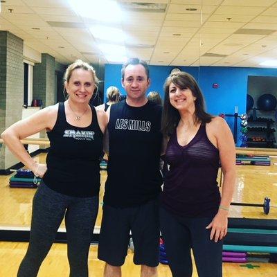 Lisa with Les Mills instructors, Mike and Kristin