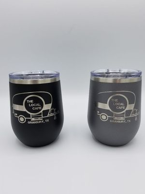 Laser engraved wine tumblers