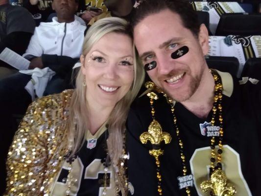 Steve with his wife Jessica at a Saints game