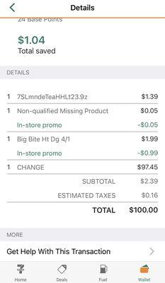 My mobile receipt