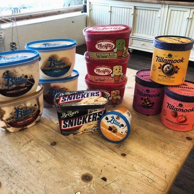 Ice cream tubs and treats.