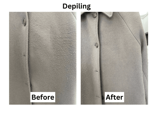 Heavily piled coat was brought in, but with some TLC the coat was able to look almost brand new! What do you think?