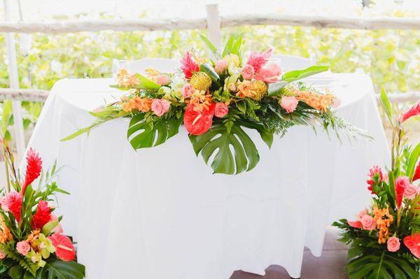 Decor from chapel used for reception